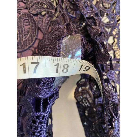 Clocolor Eggplant Purple, Lace Overlay Wiggle Style Dress - See Measurements - Picture 9 of 10